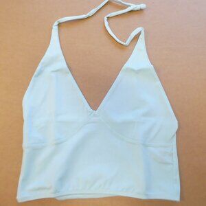 Boutique Europa V-Neck Halter Top - Size: Small - Color: Seafoam Blue